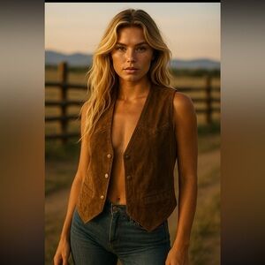 Vintage Western Style Sheepskin Vest